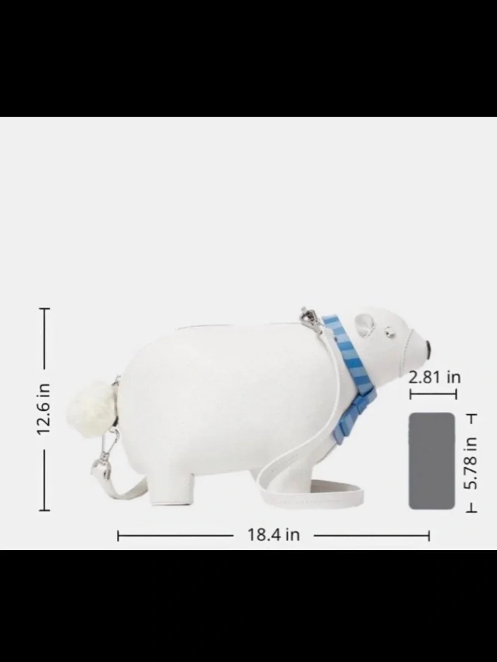 kate spade NWOT White Pebbled Leather Novelty polar bear crossbody Bag